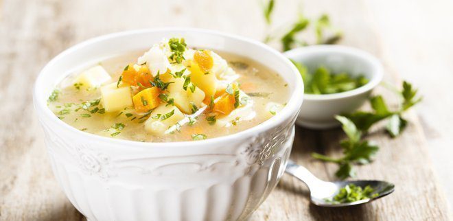 Ayurvedic dinner: light root cream soup