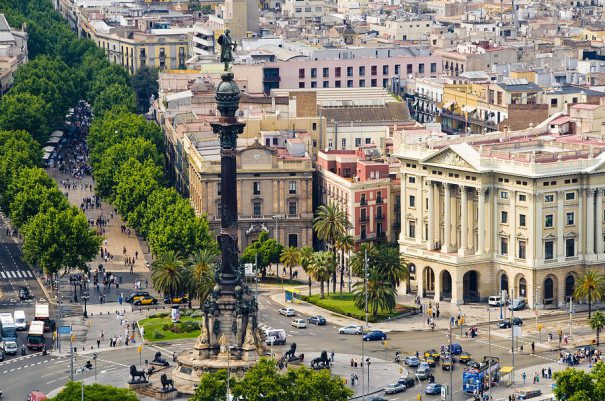 The Rambla with the monument to Columbus